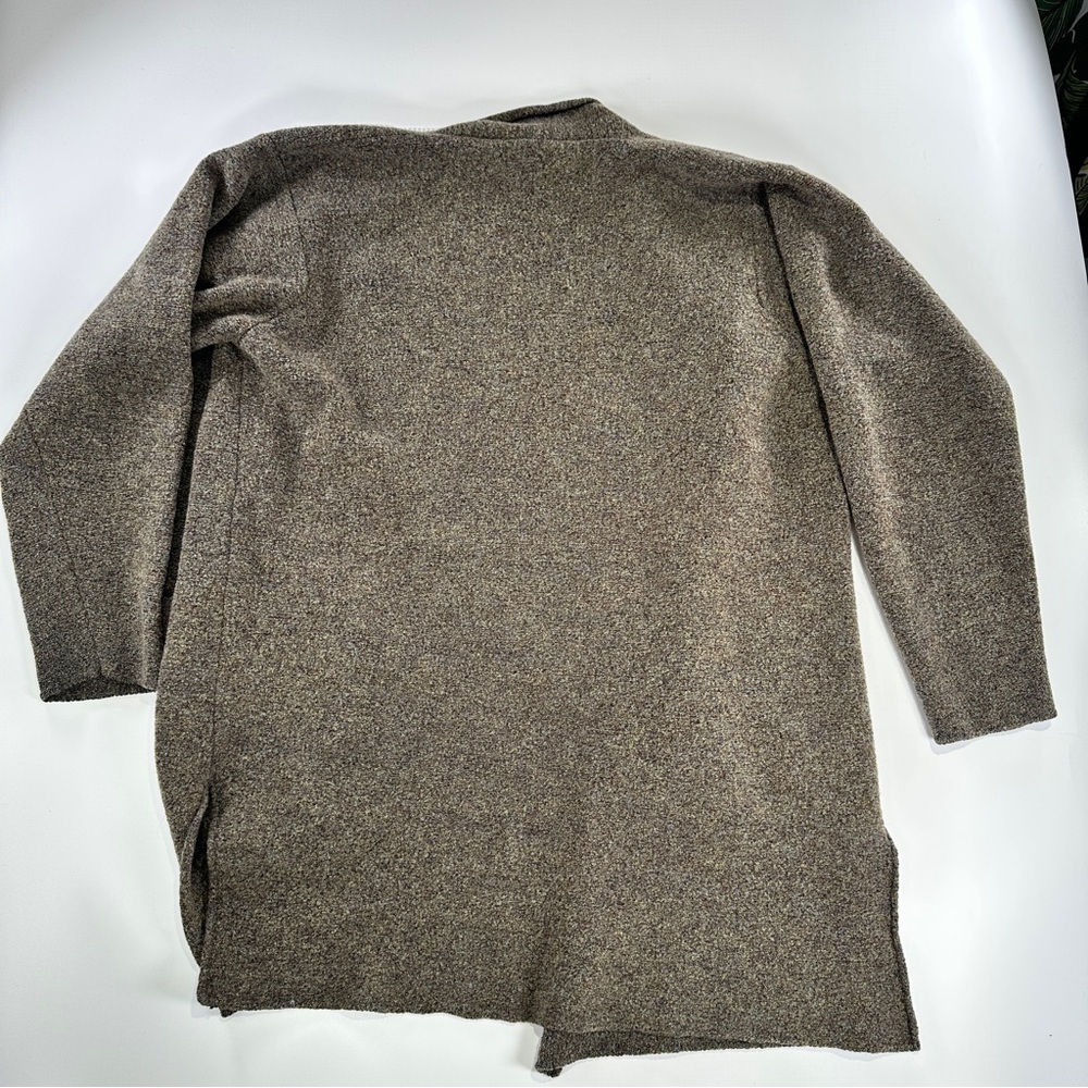 Eileen Fisher wool cardigan open front minimalist brown L - Picture 3 of 8